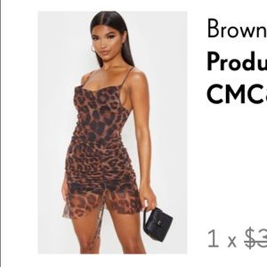 PLT Brown Leopard Print Runched Styled Dress